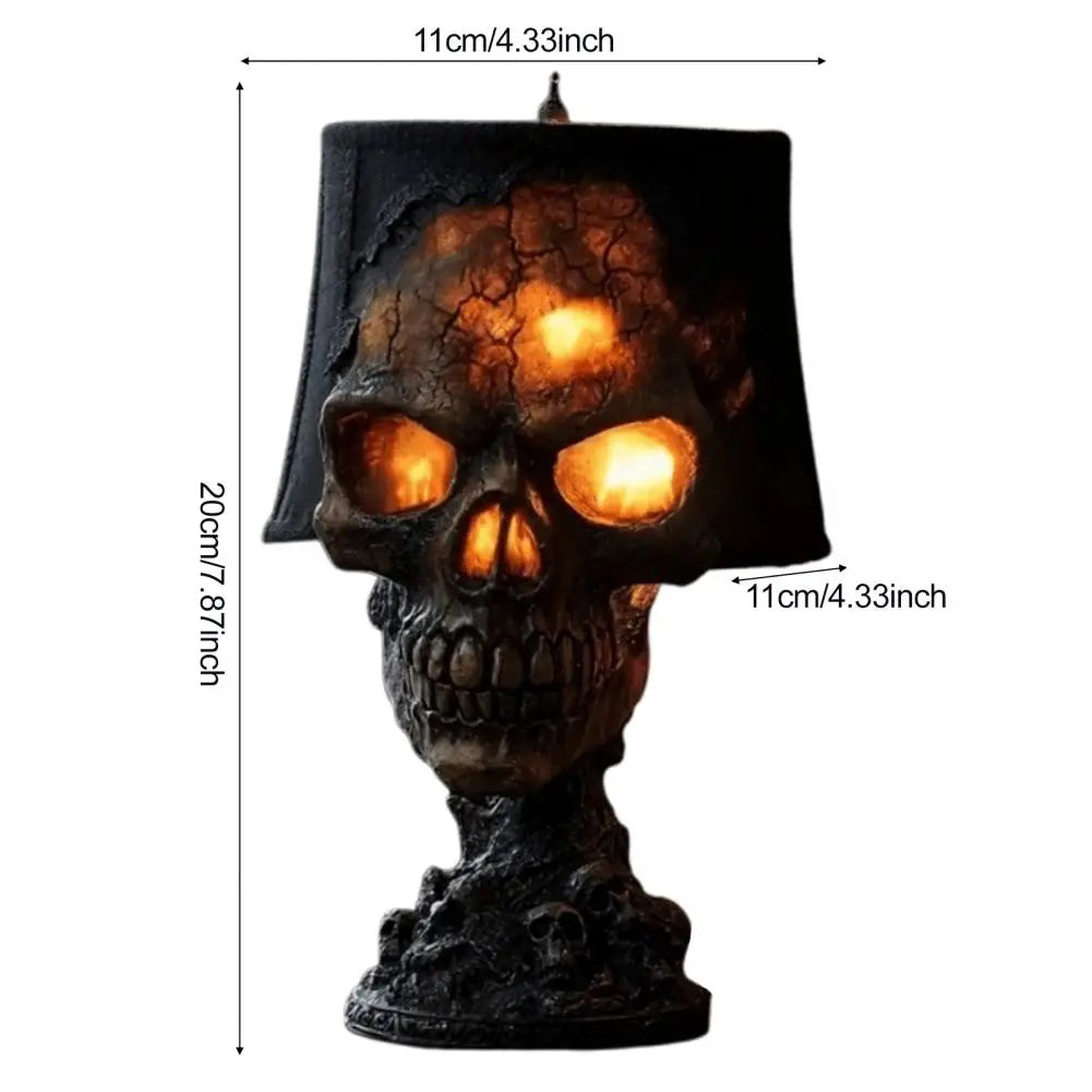Shade-style skull lamp diagram labeled 20 by 11 centimeters