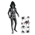 Selected black skeleton jumpsuit with spider sticker artwork