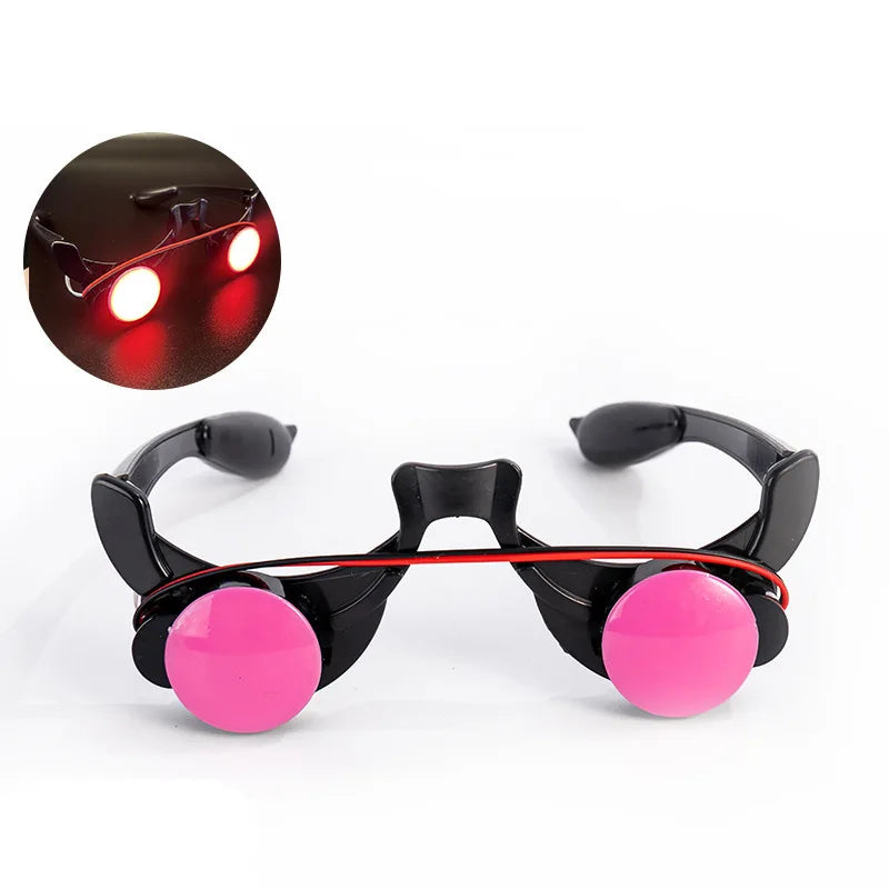 Close-up of glowing-eye glasses accessory