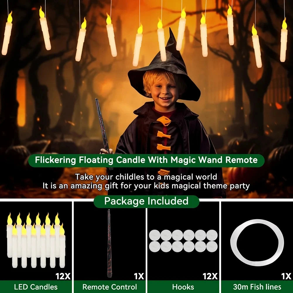 Twelve-candle set with wand, hooks and hanging line