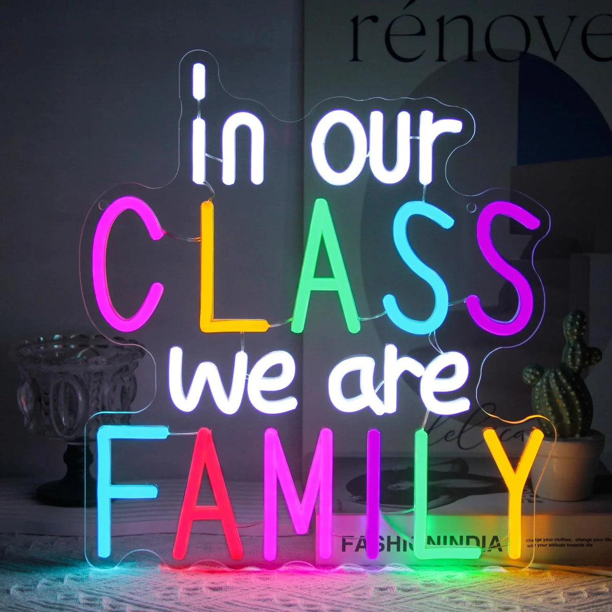 Multicolor classroom slogan LED sign option