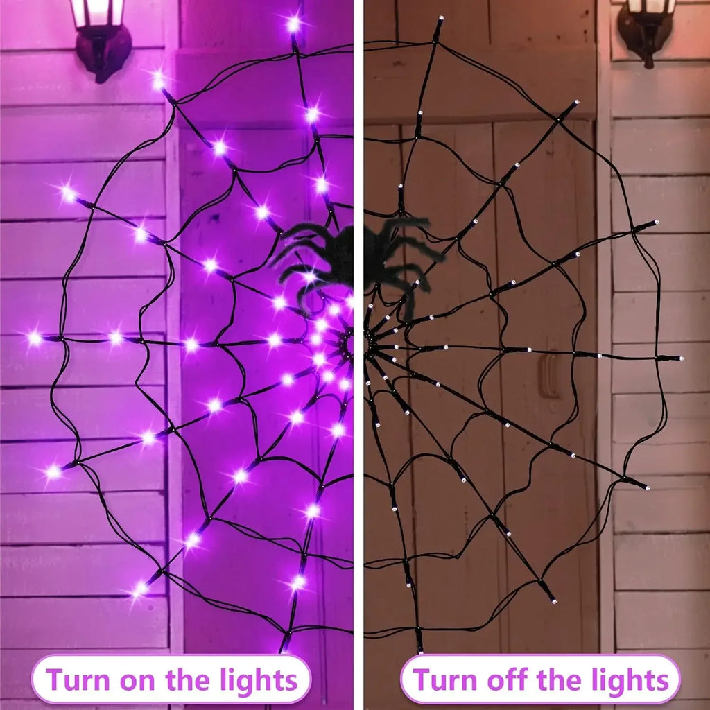 Purple web lights shown switched on and off