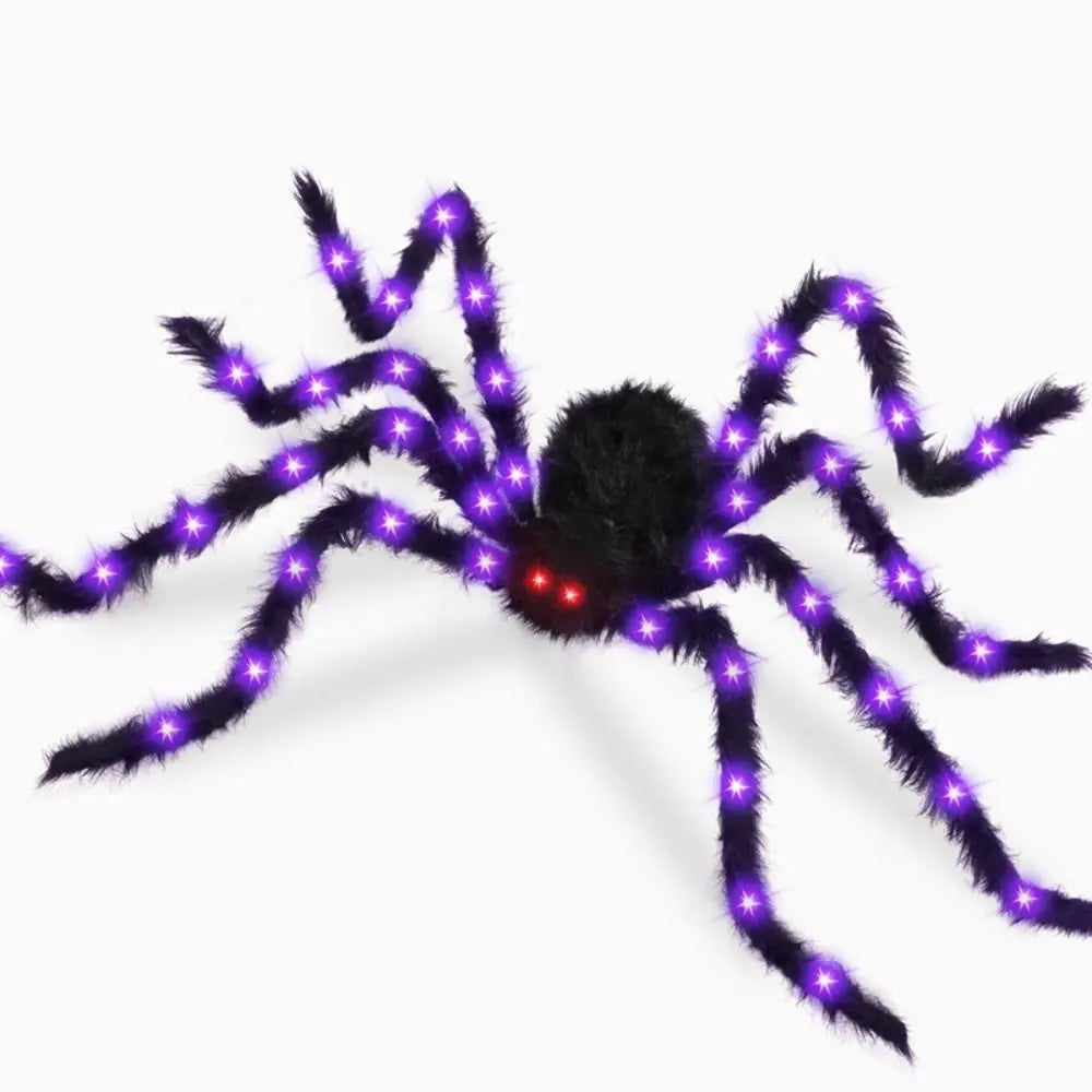Luminous spider with purple lights and red eyes